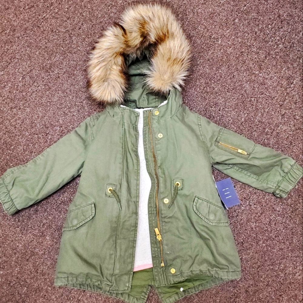 Baby GAP olive green baby girl coat 2T (nwt)